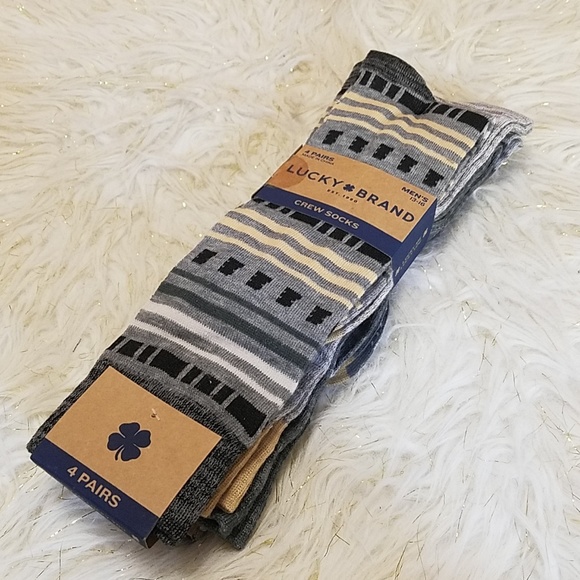 Lucky Brand Crew Socks Mens Size 13-16 4 Pack - Picture 2 of 6
